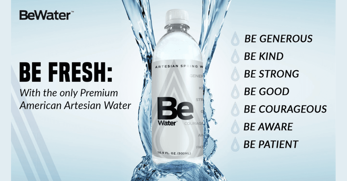 Be Water Artesian Spring Water Selected for Celebrity Gift Bags, Highlighting Natural Sourcing and Transparency