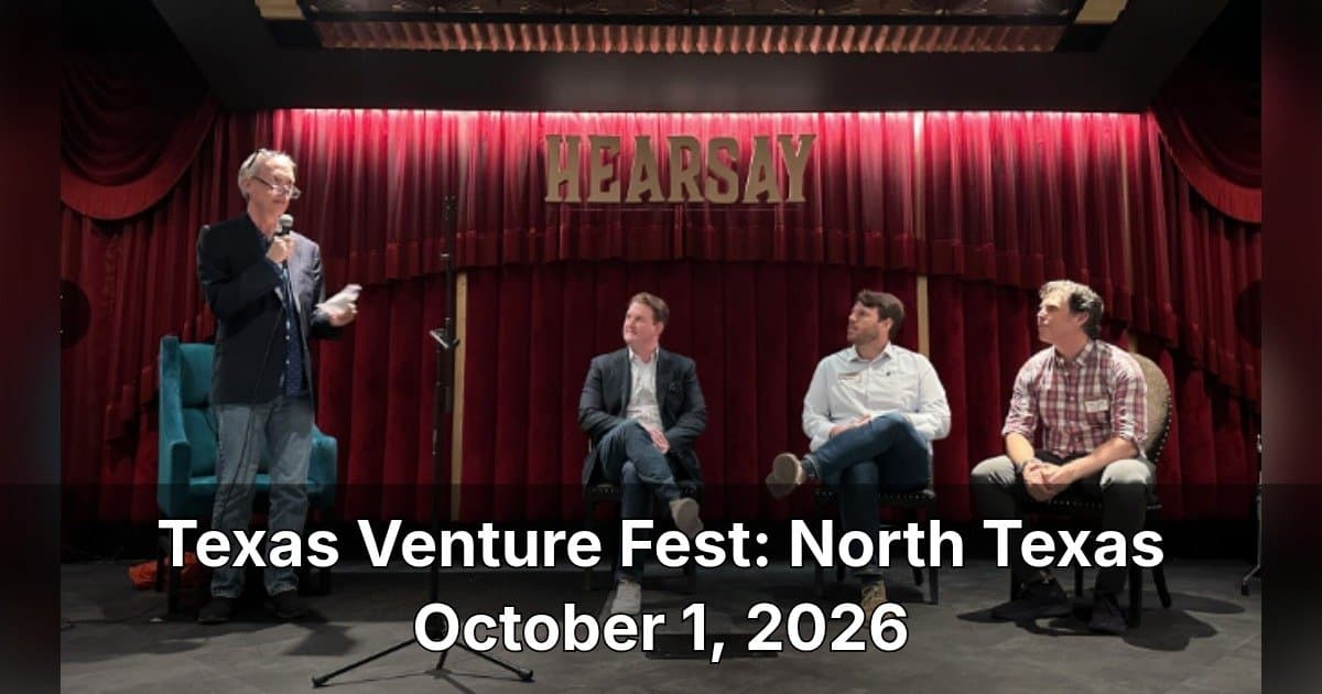 Texas Venture Fest Returns to North Texas October 1