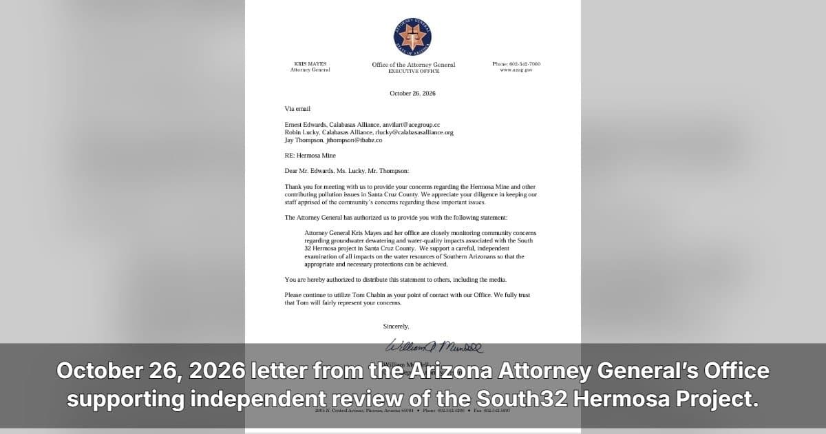 Arizona AG Backs Independent Review of Mining Water Impacts