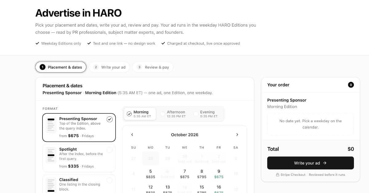 HARO Launches Self-Serve Ads for PR Professionals